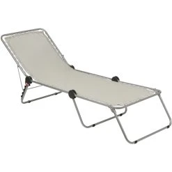 Lafuma Mobilier Siesta L Lounger Batyline With Cannage Phifertex, Beige/gris