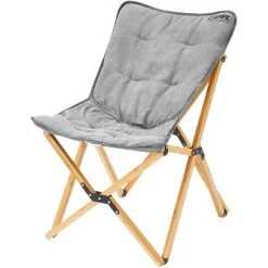 CAMPZ Chaise Pliante En Bambou Ensemble Avec Housse, Gris/marron