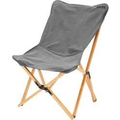 CAMPZ Chaise Pliante En Bois De Hêtre XL, Marron/gris