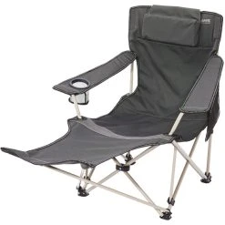 CAMPZ Lounger Chaise Pliante Avec Repose-pieds, Gris