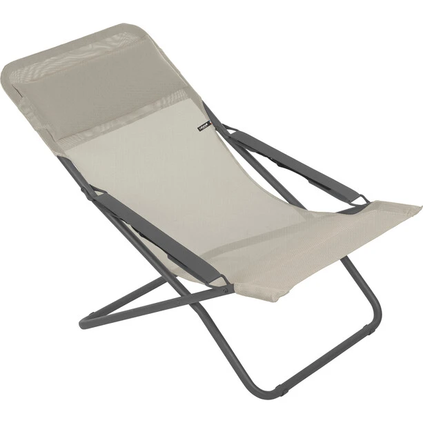 Lafuma Mobilier Transabed Bain De Soleil Avec Cannage Phifertex, Beige/gris